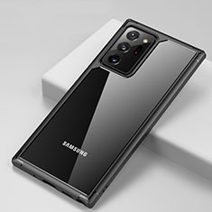 Coque Rebord Contour Silicone et Vitre Transparente Miroir Housse Etui H02 pour Samsung Galaxy Note 20 Ultra 5G Noir