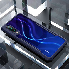 Coque Rebord Contour Silicone et Vitre Transparente Miroir Housse Etui H02 pour Xiaomi Mi A3 Bleu