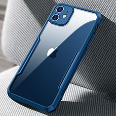 Coque Rebord Contour Silicone et Vitre Transparente Miroir Housse Etui H03 pour Apple iPhone 12 Mini Bleu