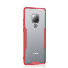 Coque Rebord Contour Silicone et Vitre Transparente Miroir Housse Etui H04 pour Huawei Mate 20 Rouge