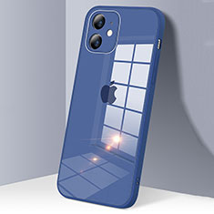 Coque Rebord Contour Silicone et Vitre Transparente Miroir Housse Etui H06 pour Apple iPhone 12 Bleu