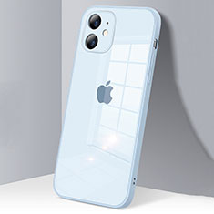 Coque Rebord Contour Silicone et Vitre Transparente Miroir Housse Etui H06 pour Apple iPhone 12 Mini Bleu Clair