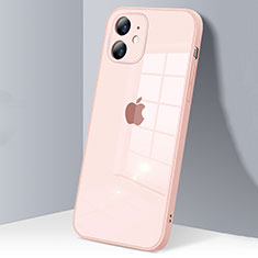 Coque Rebord Contour Silicone et Vitre Transparente Miroir Housse Etui H06 pour Apple iPhone 12 Mini Rose
