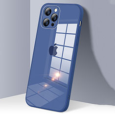 Coque Rebord Contour Silicone et Vitre Transparente Miroir Housse Etui H06 pour Apple iPhone 12 Pro Bleu