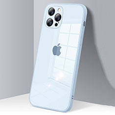 Coque Rebord Contour Silicone et Vitre Transparente Miroir Housse Etui H06 pour Apple iPhone 12 Pro Bleu Clair