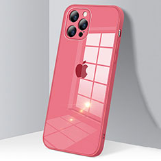 Coque Rebord Contour Silicone et Vitre Transparente Miroir Housse Etui H06 pour Apple iPhone 12 Pro Rouge