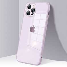 Coque Rebord Contour Silicone et Vitre Transparente Miroir Housse Etui H06 pour Apple iPhone 12 Pro Violet Clair