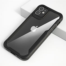 Coque Rebord Contour Silicone et Vitre Transparente Miroir Housse Etui M01 pour Apple iPhone 12 Noir