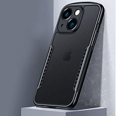 Coque Rebord Contour Silicone et Vitre Transparente Miroir Housse Etui M01 pour Apple iPhone 14 Noir