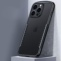 Coque Rebord Contour Silicone et Vitre Transparente Miroir Housse Etui M01 pour Apple iPhone 15 Pro Noir