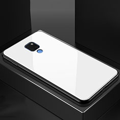 Coque Rebord Contour Silicone et Vitre Transparente Miroir Housse Etui M01 pour Huawei Mate 20 Blanc