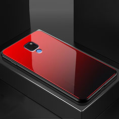 Coque Rebord Contour Silicone et Vitre Transparente Miroir Housse Etui M01 pour Huawei Mate 20 Rouge