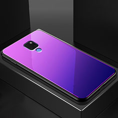 Coque Rebord Contour Silicone et Vitre Transparente Miroir Housse Etui M01 pour Huawei Mate 20 Violet