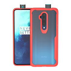 Coque Rebord Contour Silicone et Vitre Transparente Miroir Housse Etui M01 pour OnePlus 7T Pro 5G Rouge