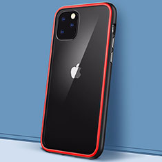 Coque Rebord Contour Silicone et Vitre Transparente Miroir Housse Etui M02 pour Apple iPhone 11 Pro Rouge