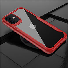 Coque Rebord Contour Silicone et Vitre Transparente Miroir Housse Etui M02 pour Apple iPhone 12 Mini Rouge