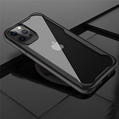 Coque Rebord Contour Silicone et Vitre Transparente Miroir Housse Etui M02 pour Apple iPhone 12 Pro Max Noir