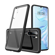 Coque Rebord Contour Silicone et Vitre Transparente Miroir Housse Etui M02 pour Huawei P30 Pro New Edition Noir