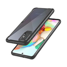 Coque Rebord Contour Silicone et Vitre Transparente Miroir Housse Etui M02 pour Samsung Galaxy A71 5G Noir