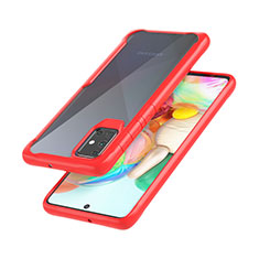 Coque Rebord Contour Silicone et Vitre Transparente Miroir Housse Etui M02 pour Samsung Galaxy A71 5G Rouge