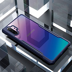 Coque Rebord Contour Silicone et Vitre Transparente Miroir Housse Etui M02 pour Samsung Galaxy Note 10 Plus 5G Bleu