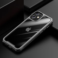 Coque Rebord Contour Silicone et Vitre Transparente Miroir Housse Etui M03 pour Apple iPhone 12 Gris
