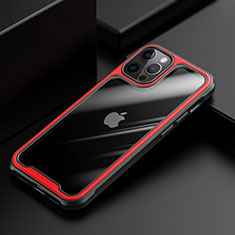 Coque Rebord Contour Silicone et Vitre Transparente Miroir Housse Etui M03 pour Apple iPhone 12 Pro Rouge