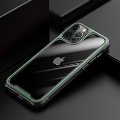 Coque Rebord Contour Silicone et Vitre Transparente Miroir Housse Etui M03 pour Apple iPhone 12 Pro Vert
