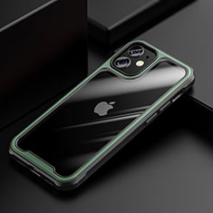 Coque Rebord Contour Silicone et Vitre Transparente Miroir Housse Etui M03 pour Apple iPhone 12 Vert