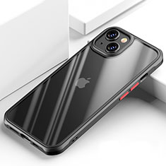 Coque Rebord Contour Silicone et Vitre Transparente Miroir Housse Etui M03 pour Apple iPhone 13 Mini Noir
