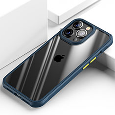 Coque Rebord Contour Silicone et Vitre Transparente Miroir Housse Etui M03 pour Apple iPhone 13 Pro Bleu