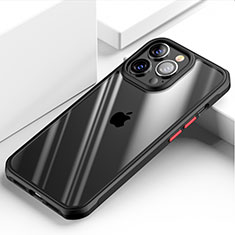 Coque Rebord Contour Silicone et Vitre Transparente Miroir Housse Etui M03 pour Apple iPhone 14 Pro Max Noir