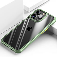 Coque Rebord Contour Silicone et Vitre Transparente Miroir Housse Etui M03 pour Apple iPhone 14 Pro Vert