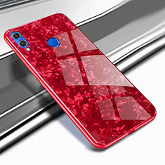 Coque Rebord Contour Silicone et Vitre Transparente Miroir Housse Etui M03 pour Huawei Honor 8X Rouge