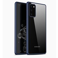 Coque Rebord Contour Silicone et Vitre Transparente Miroir Housse Etui M03 pour Samsung Galaxy Note 20 5G Bleu