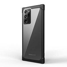 Coque Rebord Contour Silicone et Vitre Transparente Miroir Housse Etui M03 pour Samsung Galaxy Note 20 Ultra 5G Noir