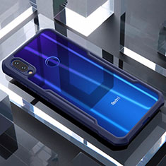 Coque Rebord Contour Silicone et Vitre Transparente Miroir Housse Etui M03 pour Xiaomi Redmi Note 7 Pro Bleu