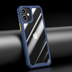 Coque Rebord Contour Silicone et Vitre Transparente Miroir Housse Etui M04 pour Apple iPhone 12 Bleu