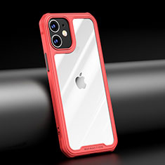 Coque Rebord Contour Silicone et Vitre Transparente Miroir Housse Etui M04 pour Apple iPhone 12 Mini Rouge
