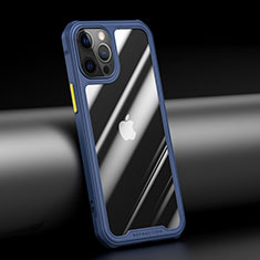Coque Rebord Contour Silicone et Vitre Transparente Miroir Housse Etui M04 pour Apple iPhone 12 Pro Max Bleu