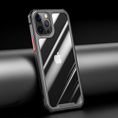 Coque Rebord Contour Silicone et Vitre Transparente Miroir Housse Etui M04 pour Apple iPhone 12 Pro Max Noir