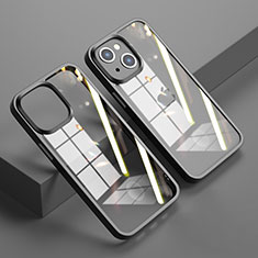 Coque Rebord Contour Silicone et Vitre Transparente Miroir Housse Etui M04 pour Apple iPhone 13 Mini Noir