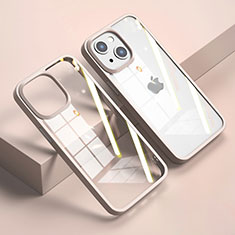 Coque Rebord Contour Silicone et Vitre Transparente Miroir Housse Etui M04 pour Apple iPhone 13 Mini Or Rose