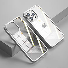Coque Rebord Contour Silicone et Vitre Transparente Miroir Housse Etui M04 pour Apple iPhone 13 Pro Max Blanc