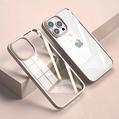 Coque Rebord Contour Silicone et Vitre Transparente Miroir Housse Etui M04 pour Apple iPhone 13 Pro Max Or Rose
