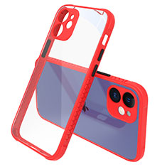 Coque Rebord Contour Silicone et Vitre Transparente Miroir Housse Etui M05 pour Apple iPhone 12 Mini Rouge