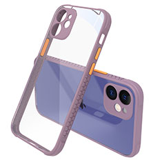 Coque Rebord Contour Silicone et Vitre Transparente Miroir Housse Etui M05 pour Apple iPhone 12 Mini Violet Clair