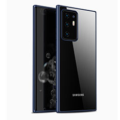 Coque Rebord Contour Silicone et Vitre Transparente Miroir Housse Etui M05 pour Samsung Galaxy Note 20 Ultra 5G Bleu
