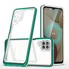Coque Rebord Contour Silicone et Vitre Transparente Miroir Housse Etui MQ1 pour Samsung Galaxy F12 Vert