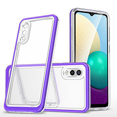 Coque Rebord Contour Silicone et Vitre Transparente Miroir Housse Etui MQ1 pour Samsung Galaxy M02 Violet